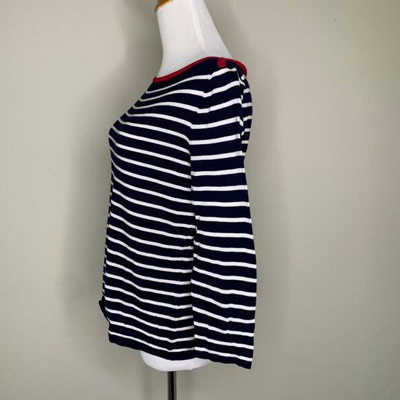 Lauren Ralph Lauren Striped Boat Neck Sweater Sz  Medium Preppy Cottage - Picture 3 of 8